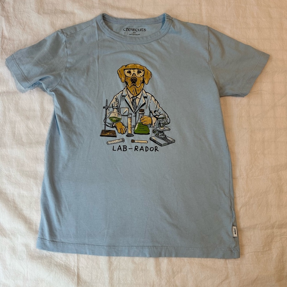 Crewcuts Sky Blue Tee with Dog and Glasses